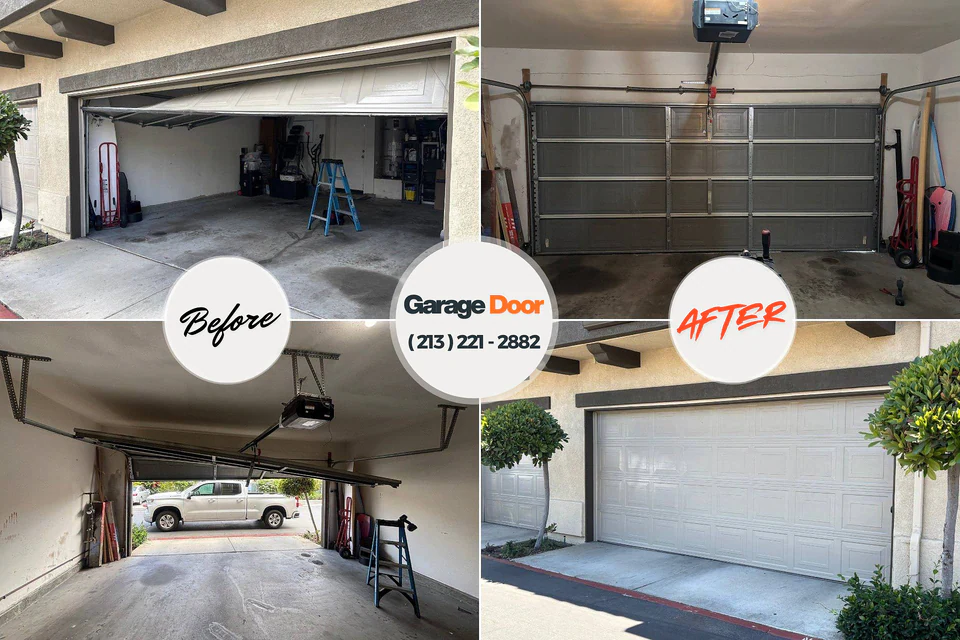 Before and after: garage door company Savoy, TX